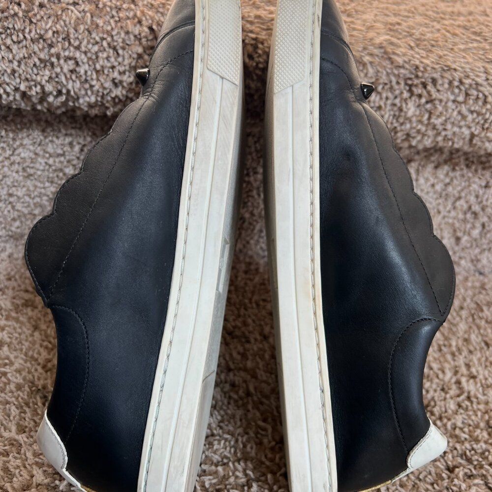 Fendi Black Leather Rockoko Slip-On Sneakers Size 8.5 - Picture 6 of 14